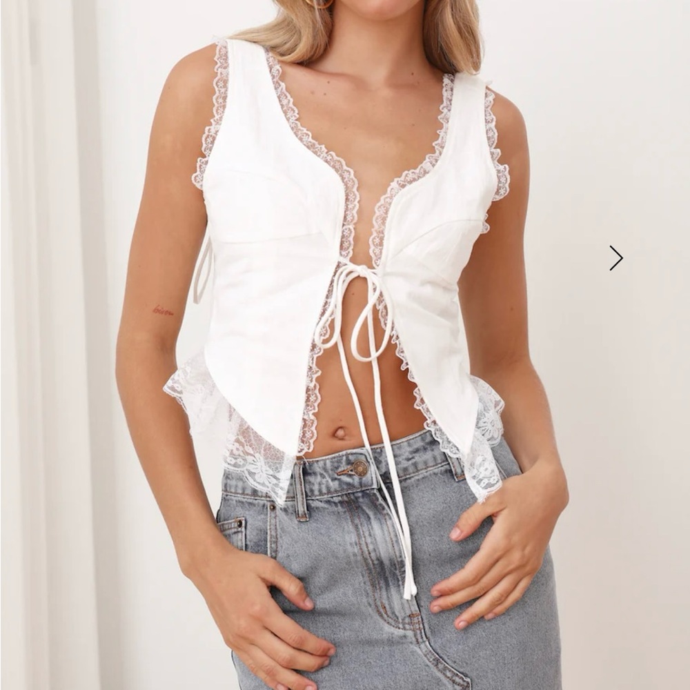 Lioness Ivory Lace-Edged Top